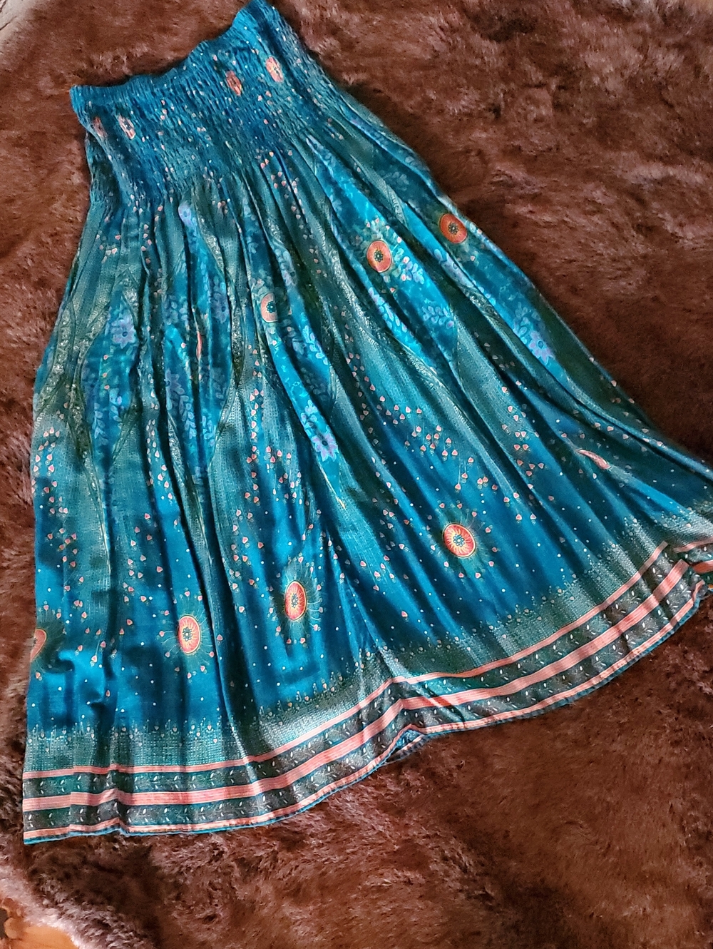 Teal Printed Bohemian Maxi Skirt By JINOVA